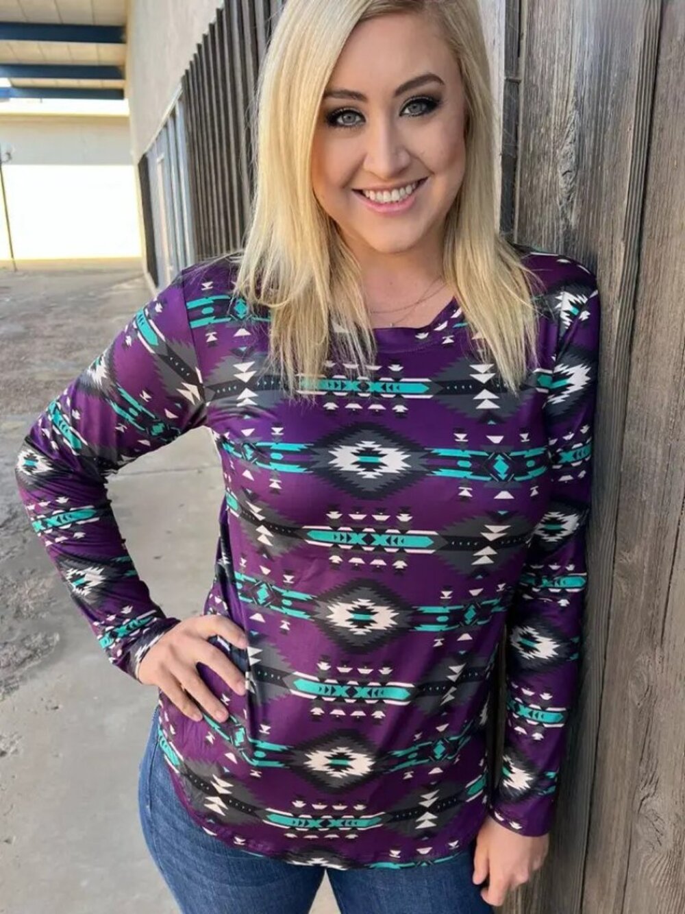 Purple Navajo Long Sleeve Top